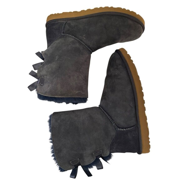 UGG Bailey Bow II shearling suede winter Navy Mouton Women's Boots y2k sz 9 - Picture 5 of 9
